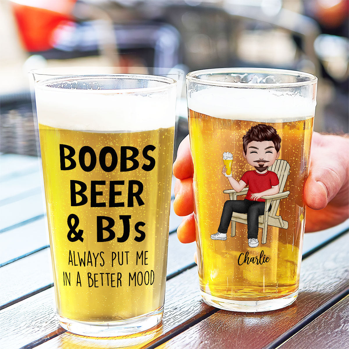 Boobs Beer Always Put Me In A Better Mood Funny Gift For Husband Personalized Beer Glass