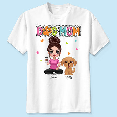 Dog Mom Summer Vibe Woman & Cute Watercolor Dogs Personalized Shirt