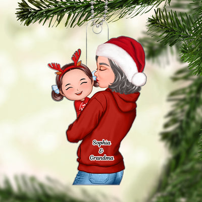 Mom Grandma Hugging Kid Personalized Acrylic Ornament