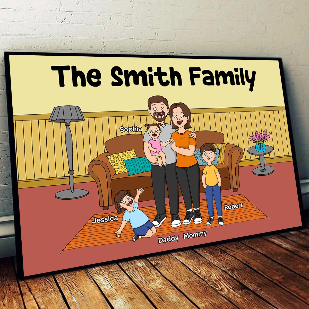 Funny Family Style Dad Mom And Kids Personalized Poster