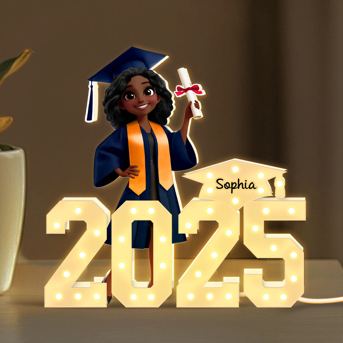 3D Effect 2025 Graduation Marquee Letters Personalized Light Box, Graduation Gift