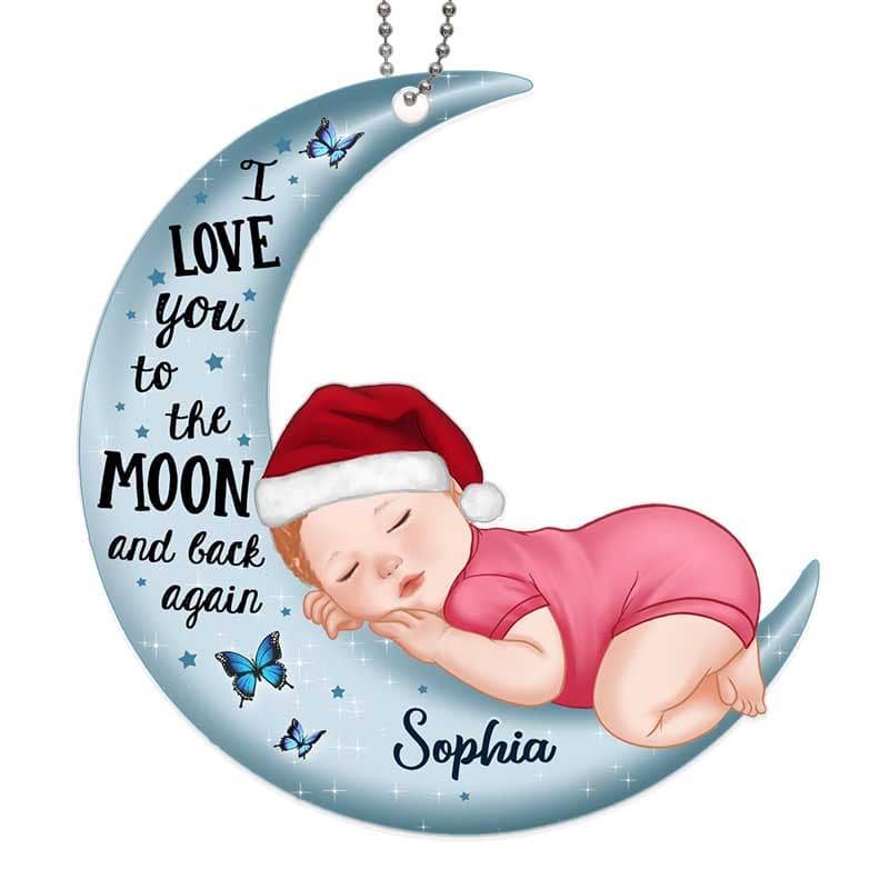 Baby Sleeping On Moon Personalized Christmas Acrylic Ornament