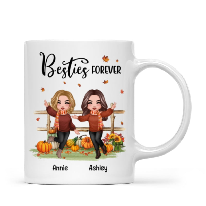 Fall Season Happy Doll Besties In The Pumpkin Patch Personalized Mug