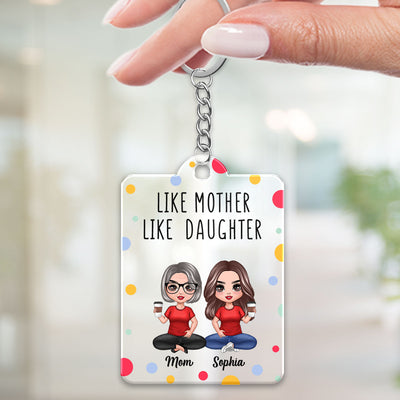 Colorful Polka Dot Pattern Doll Like Mother Like Daughter Son Personalized Acrylic Keychain