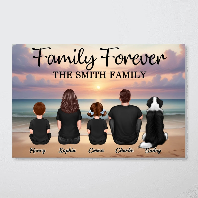Eternal Beach Landscape Family - Personalized Poster - Gift For Dad, Gift For Husband, Gift For Grandpa