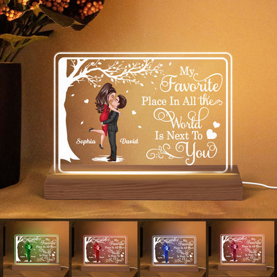 My Favorite Place Standing Hugging Couple Personalized Custom Shape LED Night Light LED Lamp