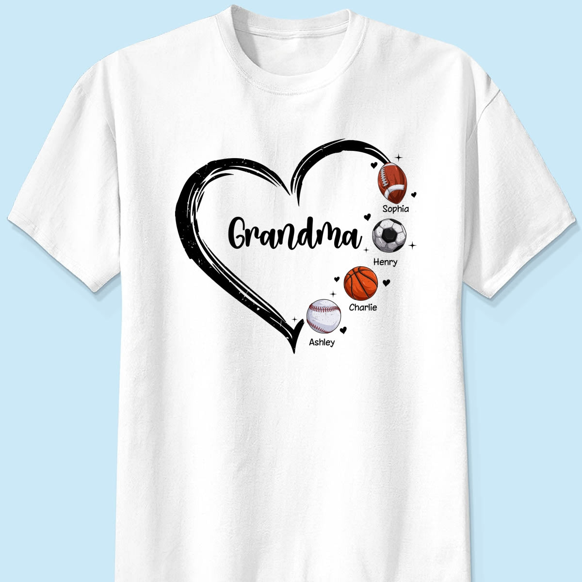 Sport Grandma Mom Heart Personalized Shirt