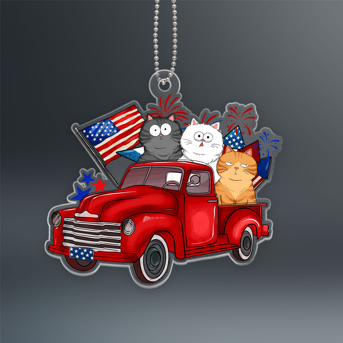 4th Of July Truck, Cat Lovers Personalized Acrylic Ornament