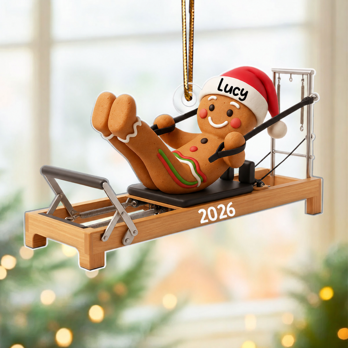 Gingerbread Pilates - Personalized Acrylic Ornament - Christmas Gift for Pilates Lover