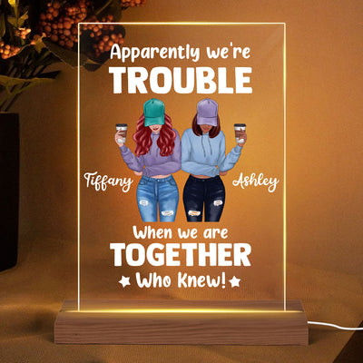We‘re Trouble Besties Front View Personalized Personalized Rectangle Acrylic Plaque LED Lamp Night Light