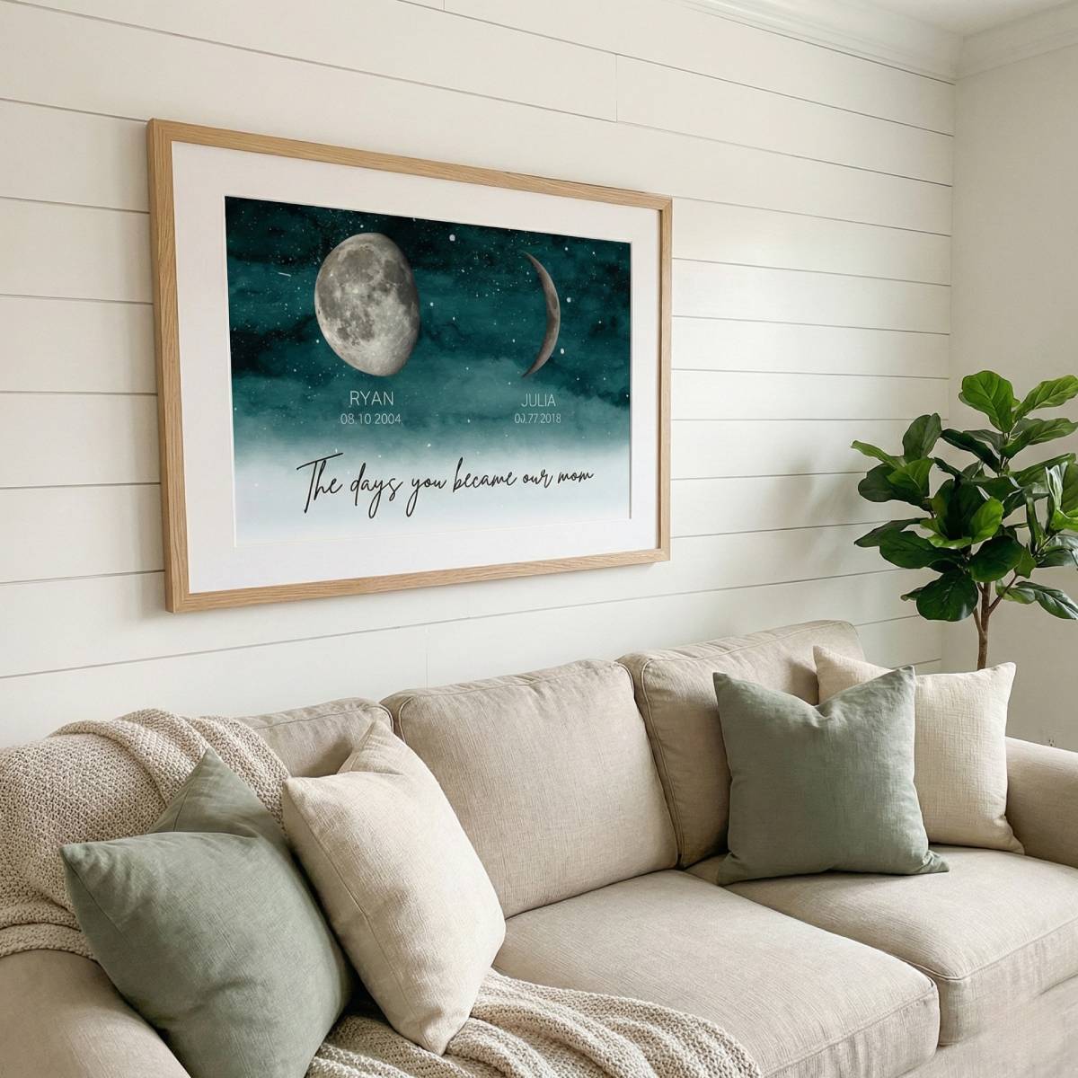 Starry Night The Day You Became our MOM MUM Custom Title Nickname And Kids Birth Moon Phase - Personalized Poster - Heartfelt Mother's Day Gift For Mom, Wife, Grandma