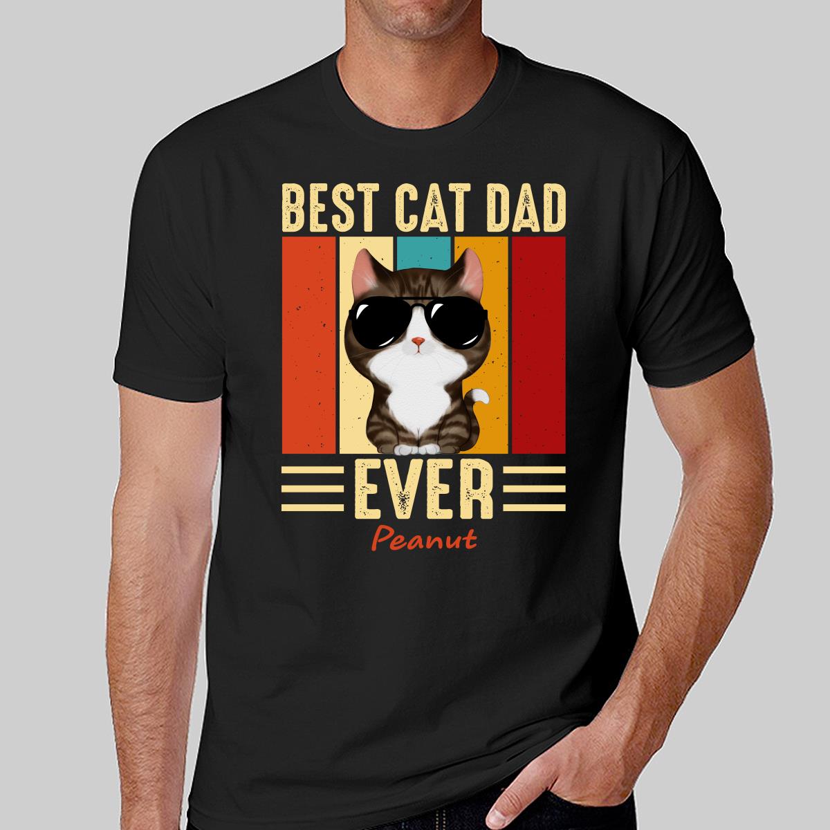 Cool Best Cat Dad Ever Watercolor Cute Cats Personalized Shirt