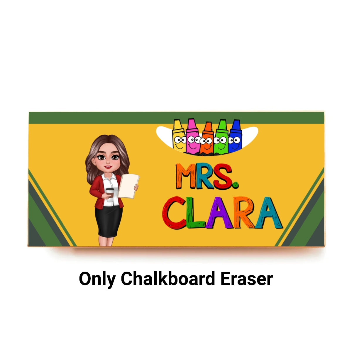 Teacher Crayon Personalized Chalkboard/Whiteboard Eraser with Marker, Teacher Appreciation Gift, Back To School Gift
