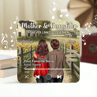 Mother & Daughter Forever Linked Together Personalized Music Fridge Magnet, Heartfelt Gift For Mom