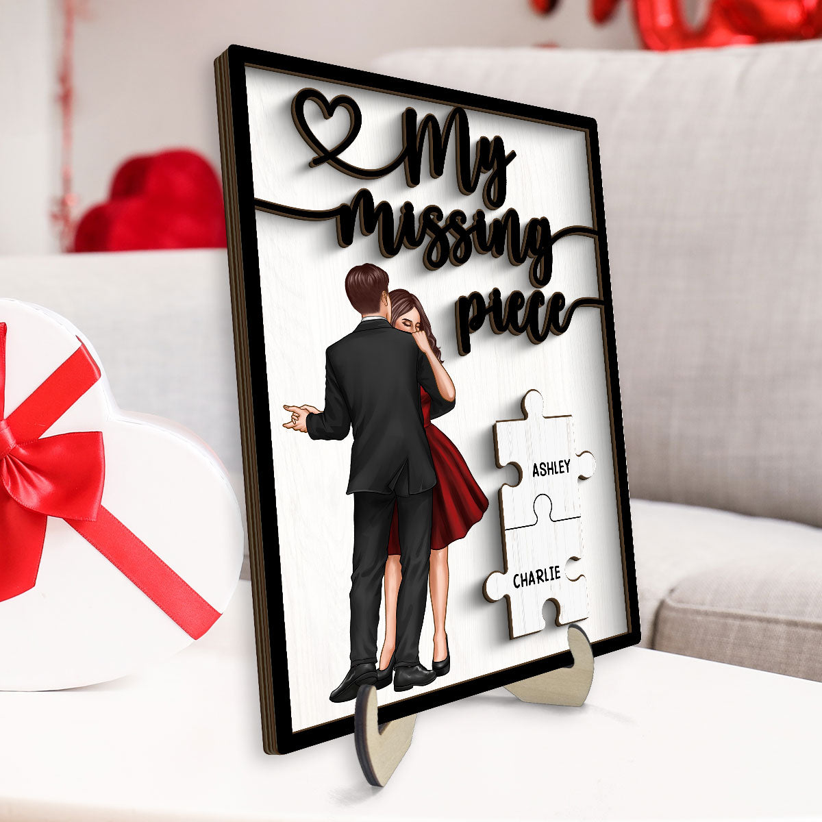 My Missing Piece Dancing Couple Personalized 2-Layer Wooden Plaque, Anniversary Gift,  Gift For Couple