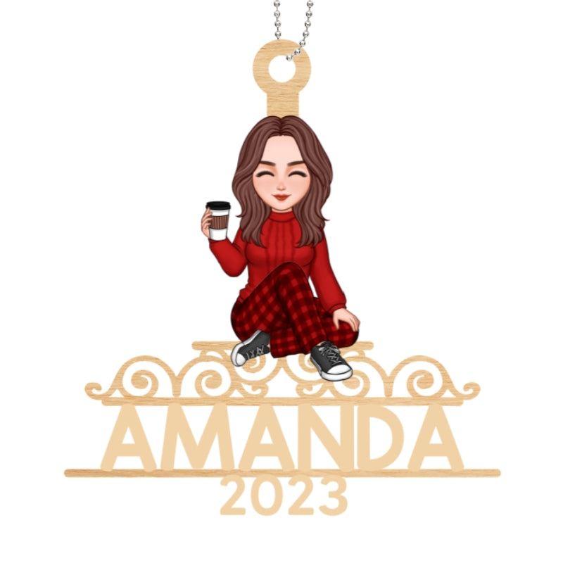 Custom Character And Name Gift For Family Member Personalized Wooden Ornament