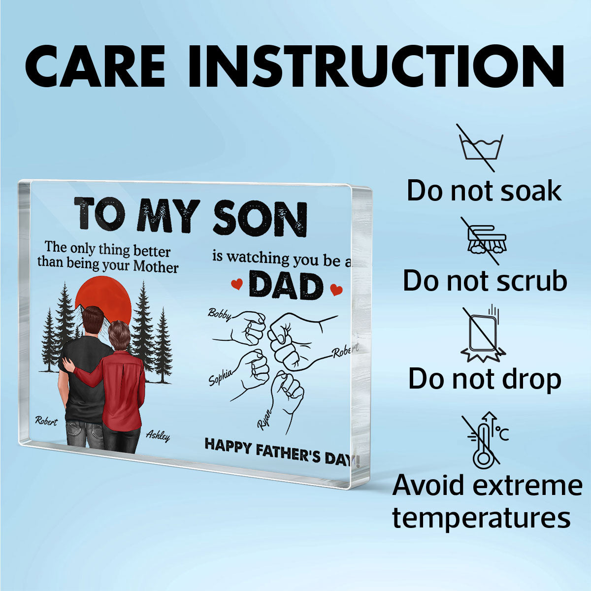 Retro Vintage Sunset To My Son Watching You Be A Dad - Personalized Acrylic Block Plaque - Father's Day Gift For Son