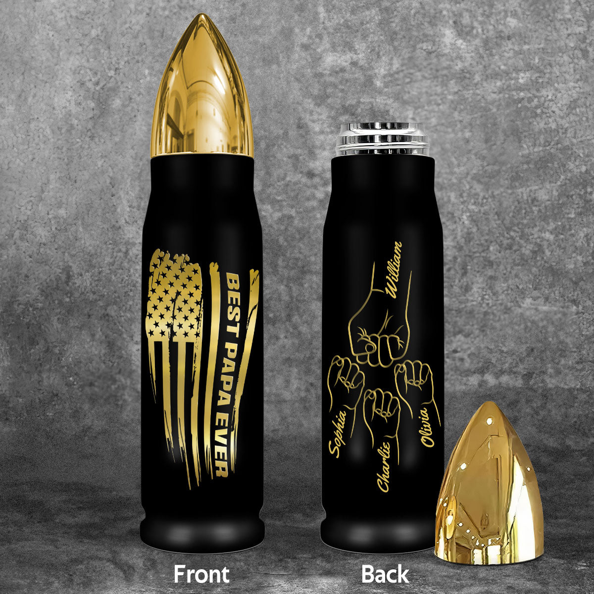 Nation Flag Best Dad Grandpa Ever Personalized Bullet Tumbler, Gift For Dad, Grandpa, Husband