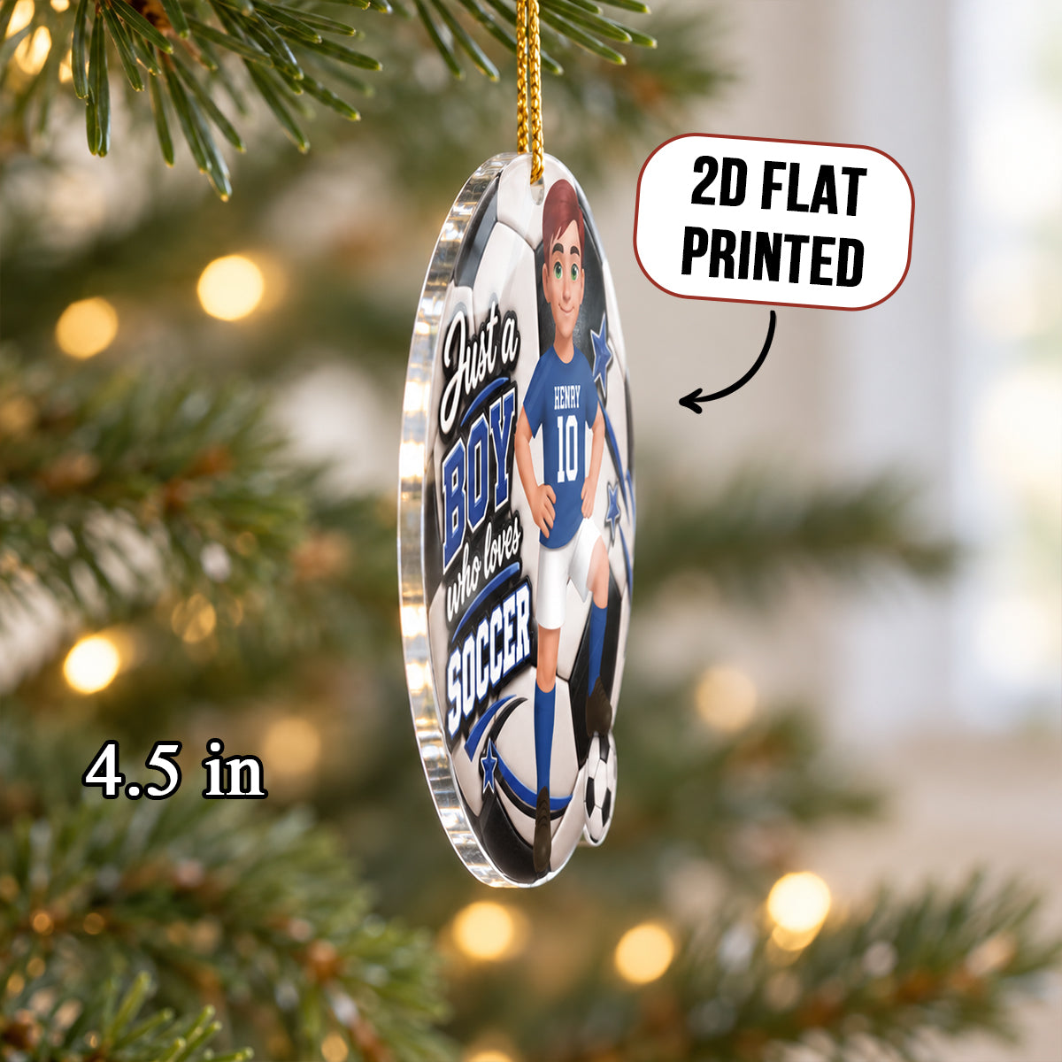 Just a Boy Who Loves Soccer - Personalized Acrylic Ornament - Christmas Gift for Son, Grandson, Nephew