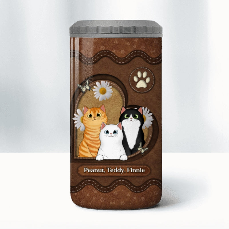 Fluffy Cat Lea Gift For Cat Lover Personalized 4 In 1 Can Cooler