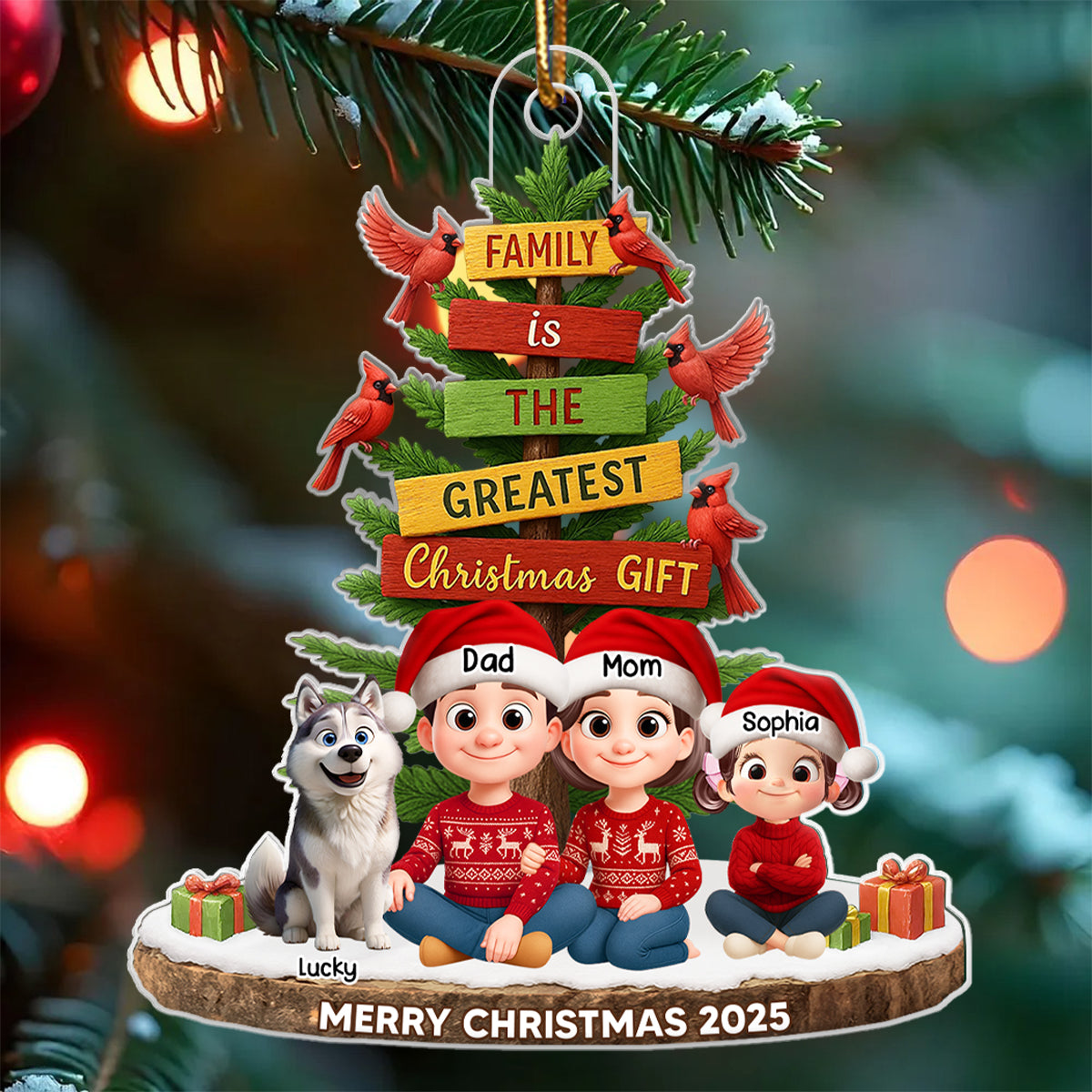 Family Is The Greatest Gift - Personalized Acrylic Ornament - Christmas Gift for Family