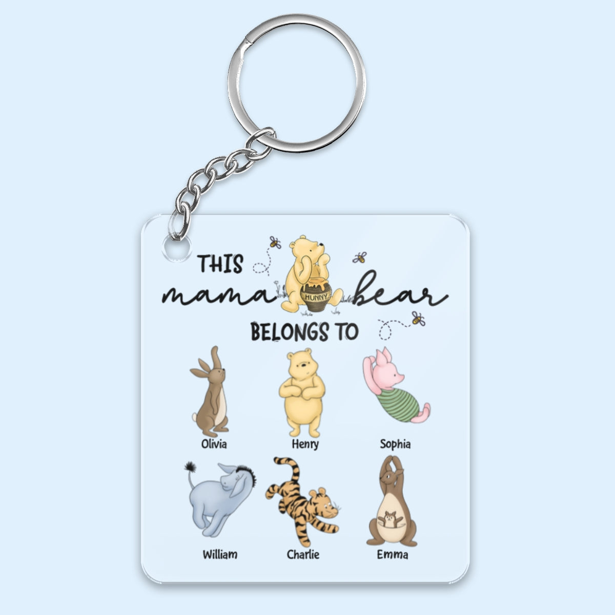 This Mama Bear Belongs To Cute Characters Personalized Acrylic Keychain