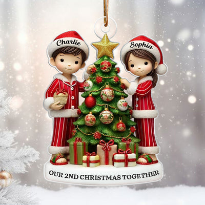 3D Effect Couple Decorating Christmas Personalized Acrylic Ornament