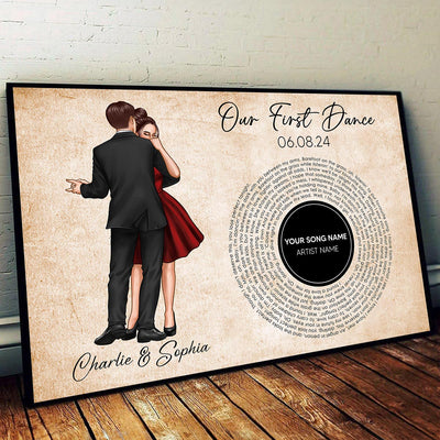 Our First Dance Couple Dancing Favorite Song Vinyl RecordPersonalized Poster, Heartfelt  Gift, Wedding Gift For Couple, For Him, For Her
