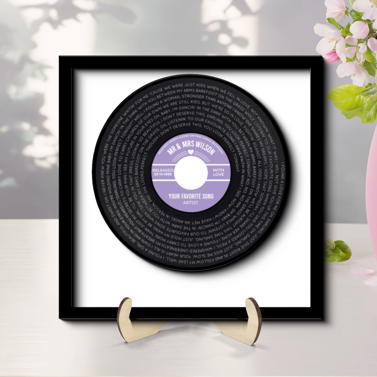 Custom Vinyl Record Label Print Personalized 2-Layer Wooden Plaque, Wedding, Valentine's Day, Anniversary, Mother's Day, Father's Day Unique Gift for Him Gift for Her