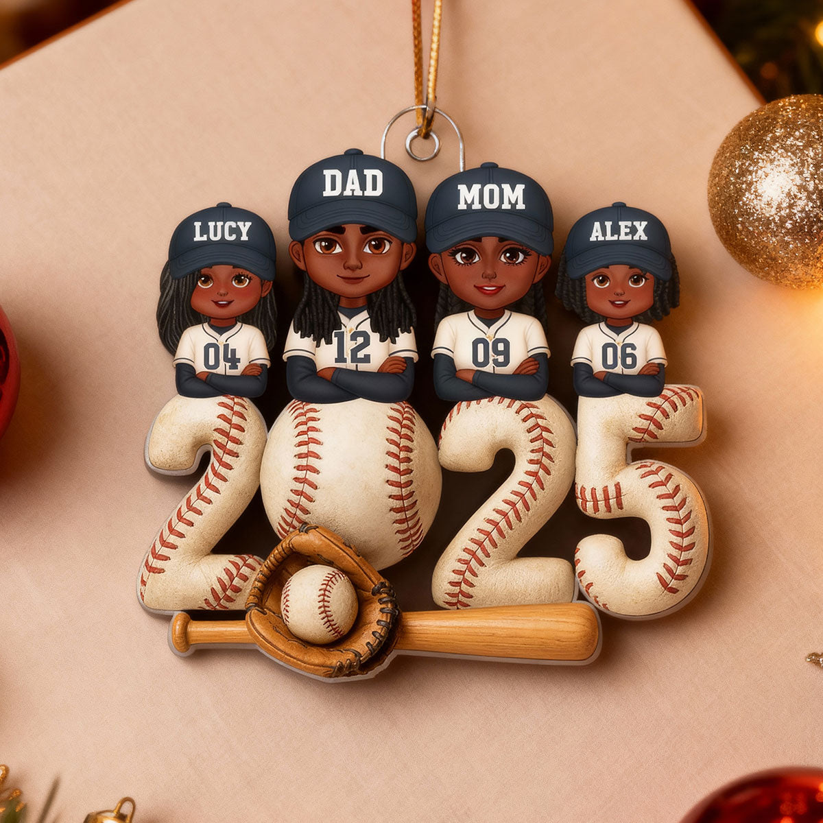 3D Effect Christmas Baseball Family Together We're A Team - Personalized Acrylic Ornament - Gift For Family