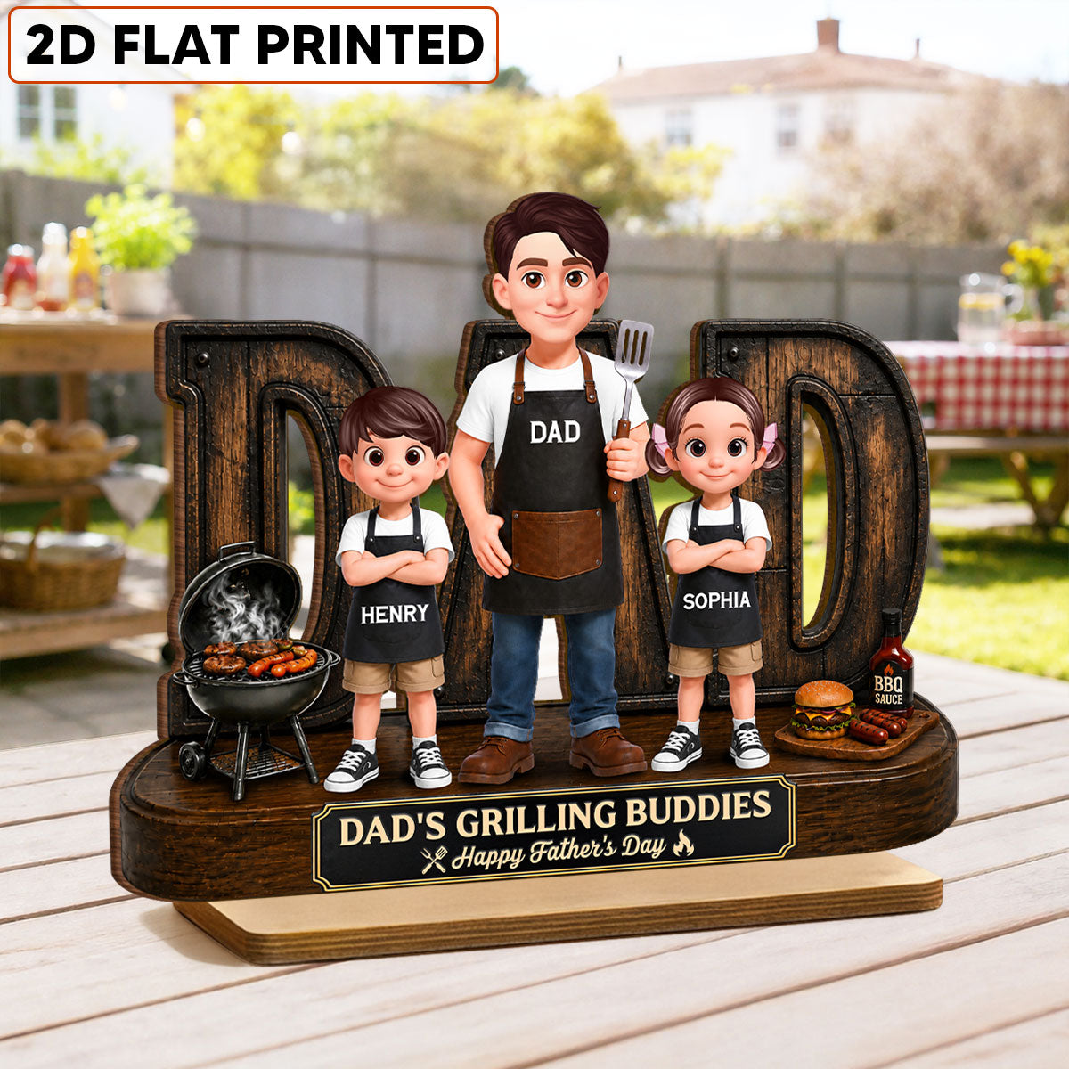 BBQ King Of The Grill Dad - Personalized Wooden Plaque - Father's Day Gift For Dad, Husband