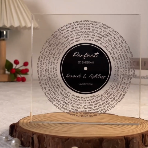 Custom Couple Favorite Song Vinyl Record Personalized Square Acrylic Block Plaque, Heartfelt 2025  Gift For Couple, For Him, For Her