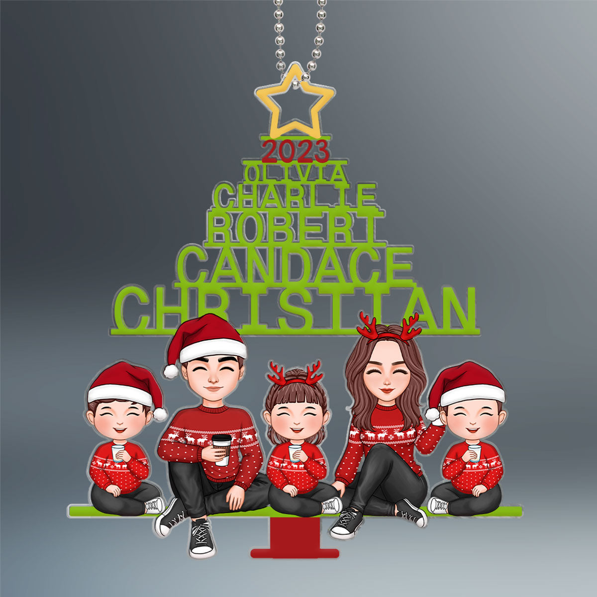 Family Name Christmas Tree Personalized Acrylic Ornament