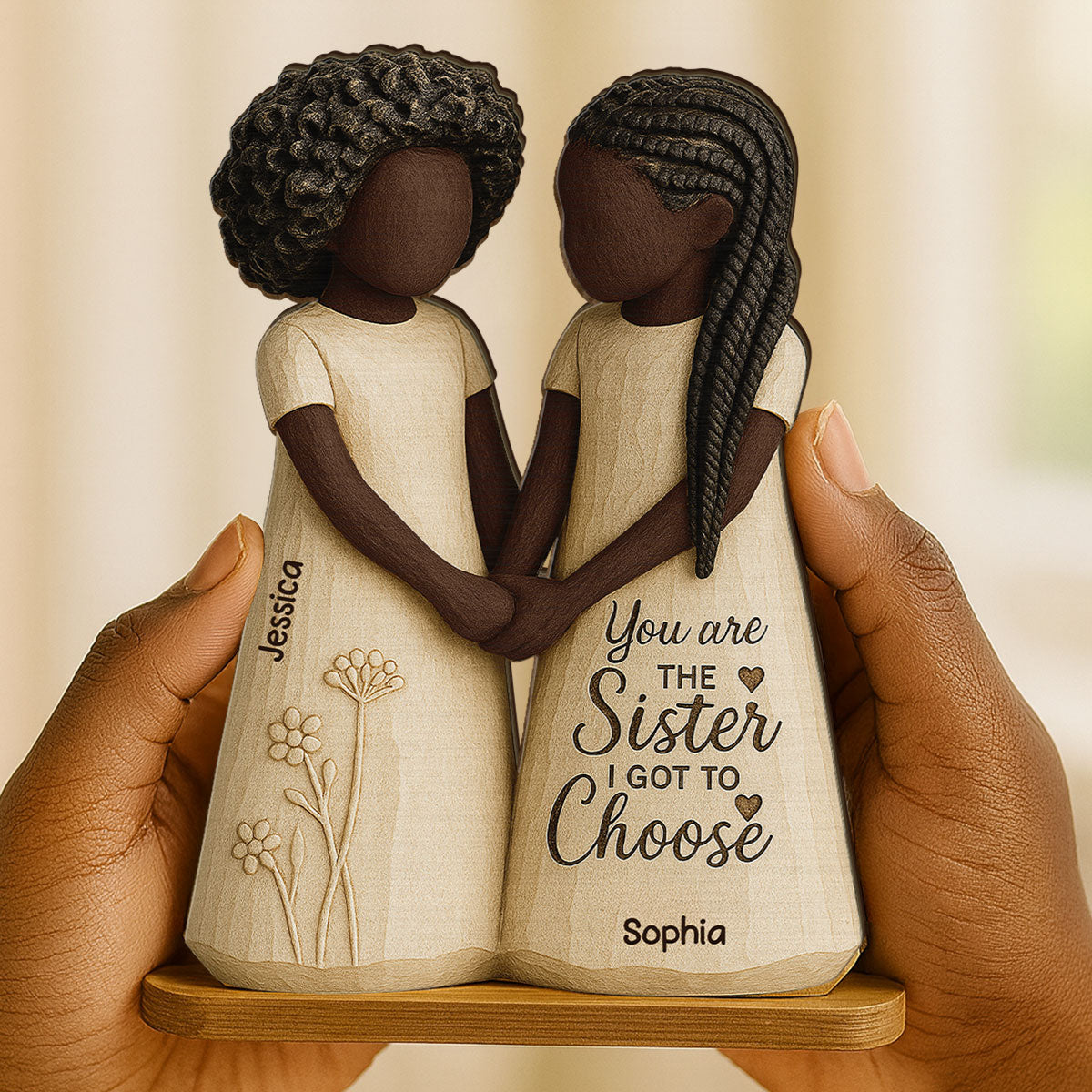 African American Besties You Are The Sister I Got To Choose - Personalized 2-Layered Wooden Plaque - Meaningful Gift For Best Friend