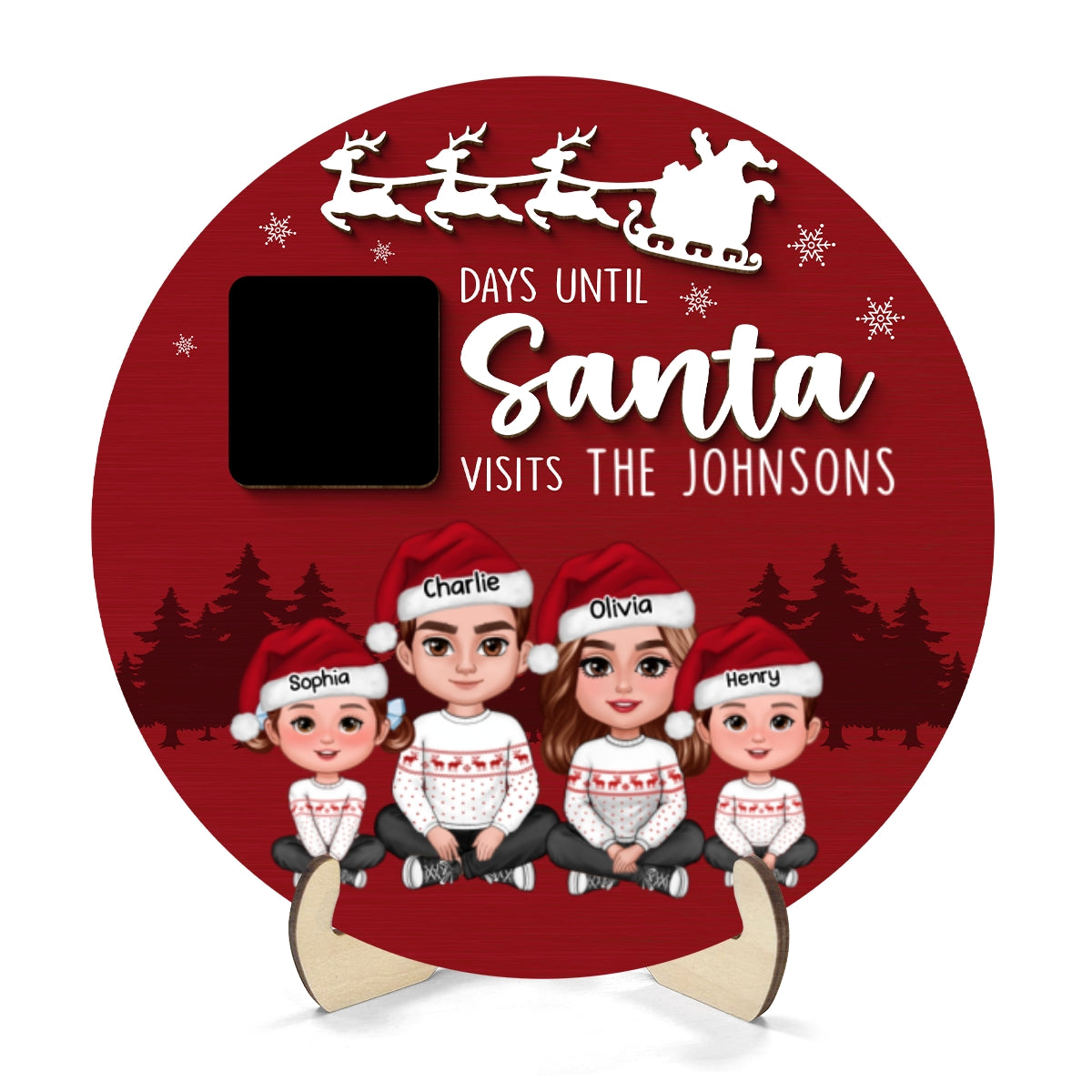 Countdown To Christmas Family Decor Personalized 2-Layer Wooden Plaque