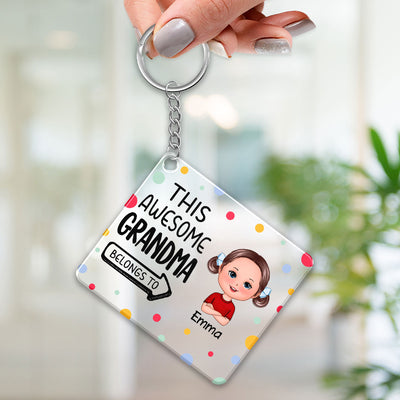 Colorful Dot This Grandma Mom Dad Grandpa Belongs To Kids Personalized Acrylic Keychain