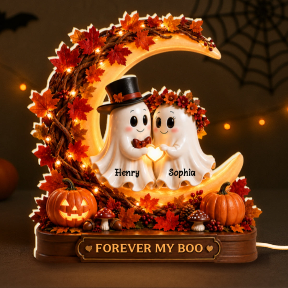 Forever My Boo Ghost Couple - Personalized Light Box - Halloween Fall Season Gift For Him, Her