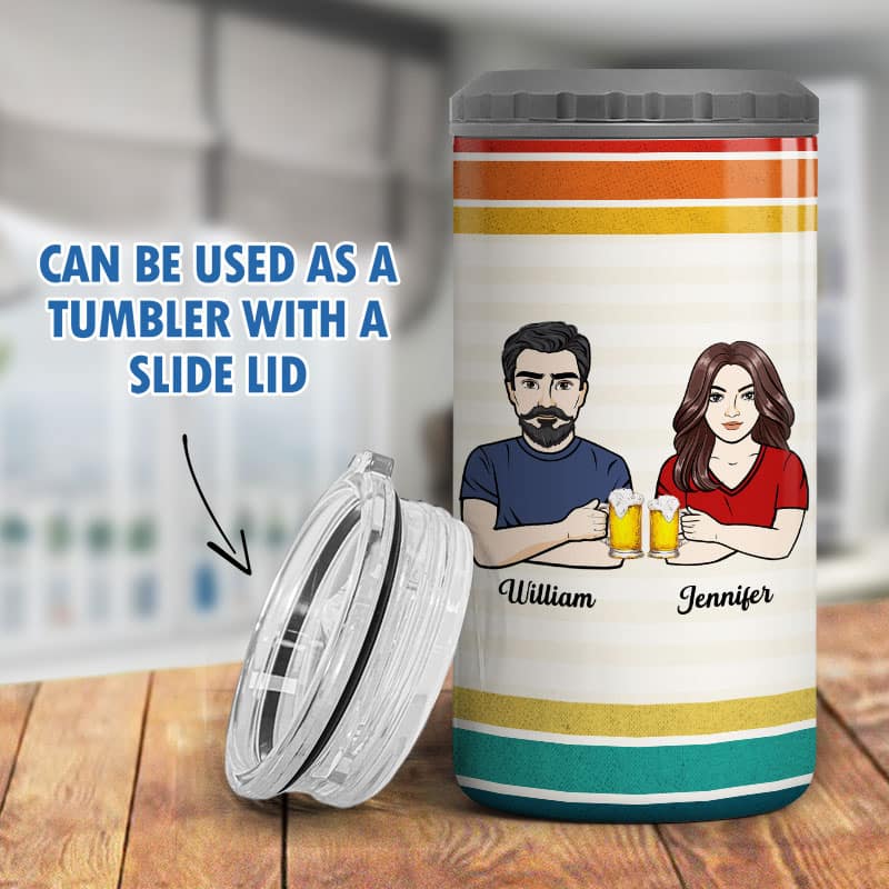 Couple Drinking Buddies Personalized 4 In 1 Can Cooler