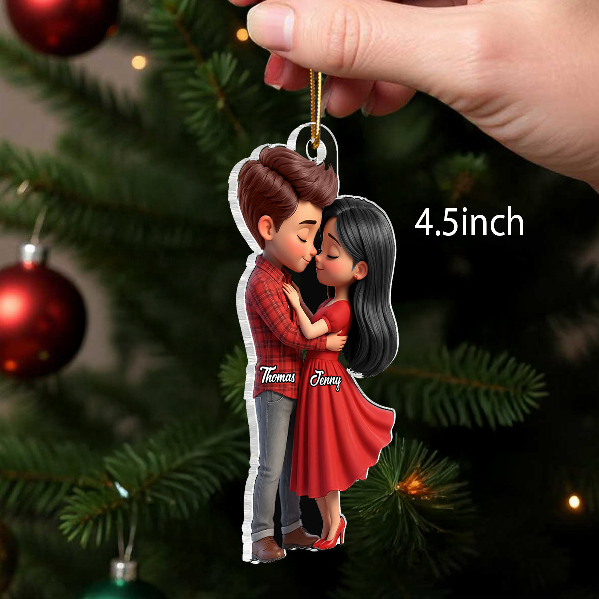 Romantic Love Couple - Personalized Acrylic Car Hanger - Sentimental Gift for him, for her