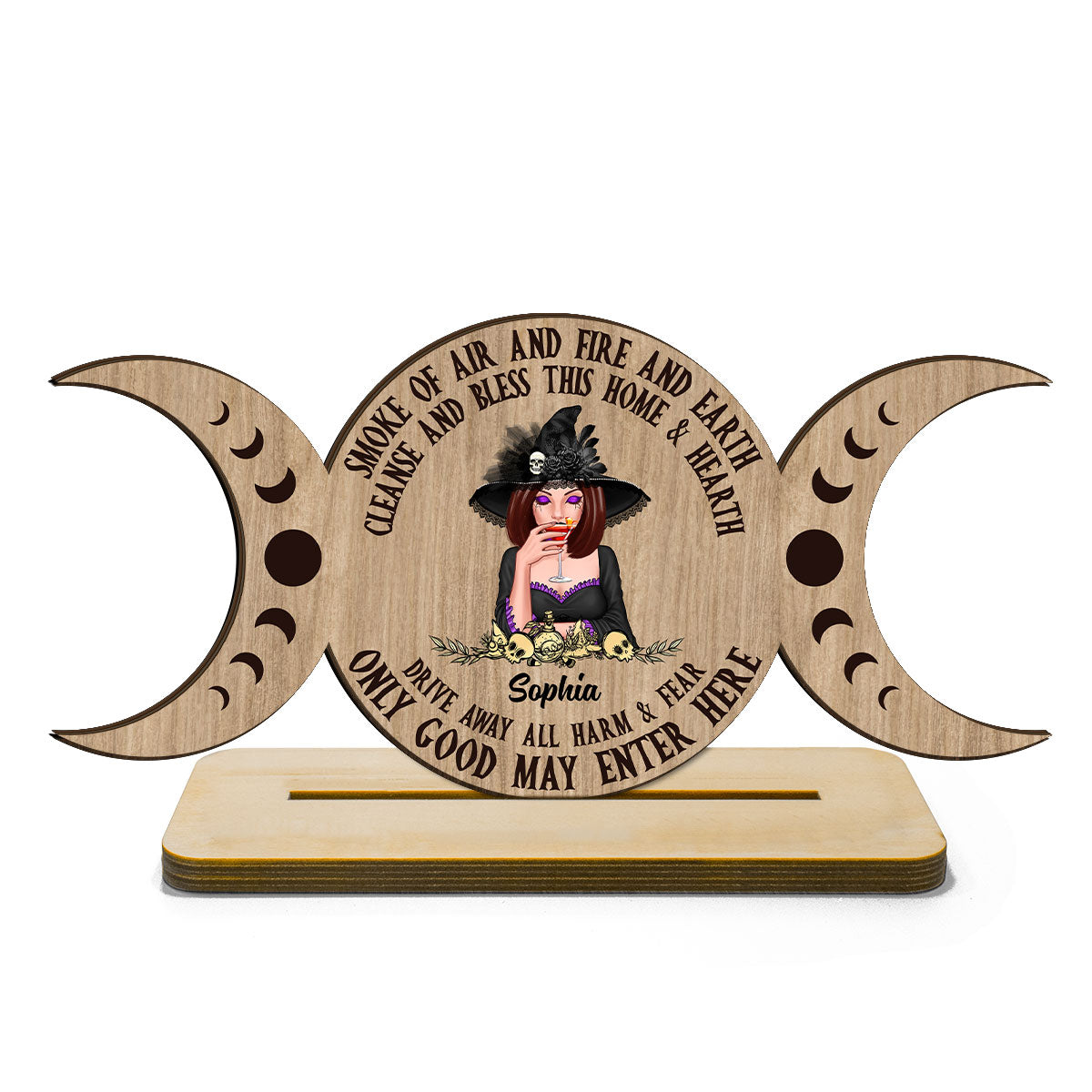 Only Good May Enter Here Wicca Home Decor Personalized Standing Wooden Plaque