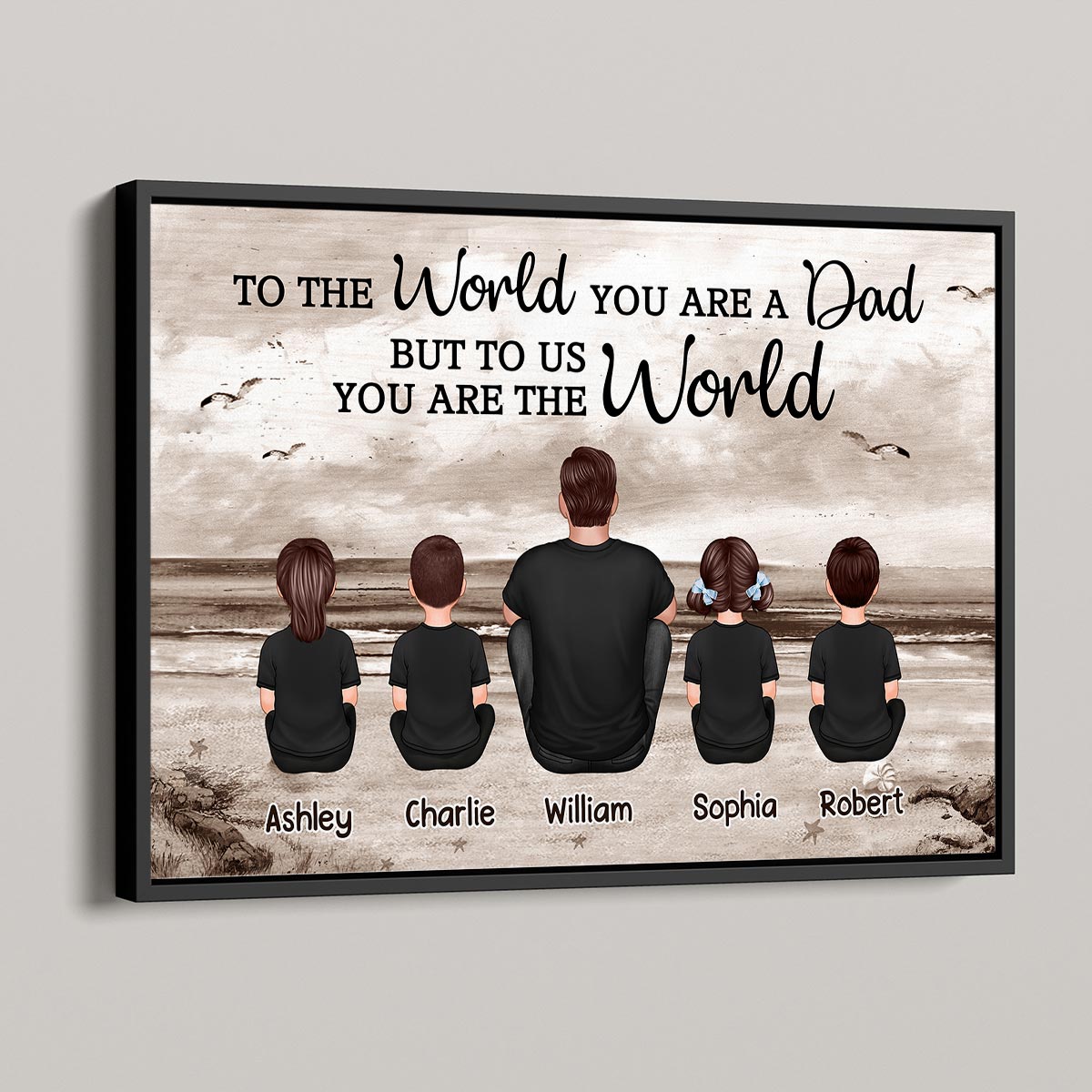 Dad And Sons Daughters Retro Vintage Beach - Personalized Poster - Gift For Dad, Husband