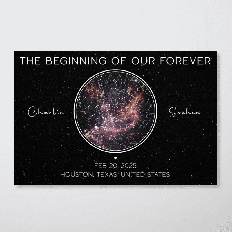 Galaxy Night Eternal Love Couple Custom Star Map Anniversary Date Personalized Poster