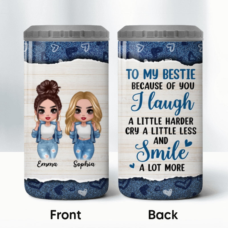Denim Cool Doll Besties Personalized 4 In 1 Can Cooler