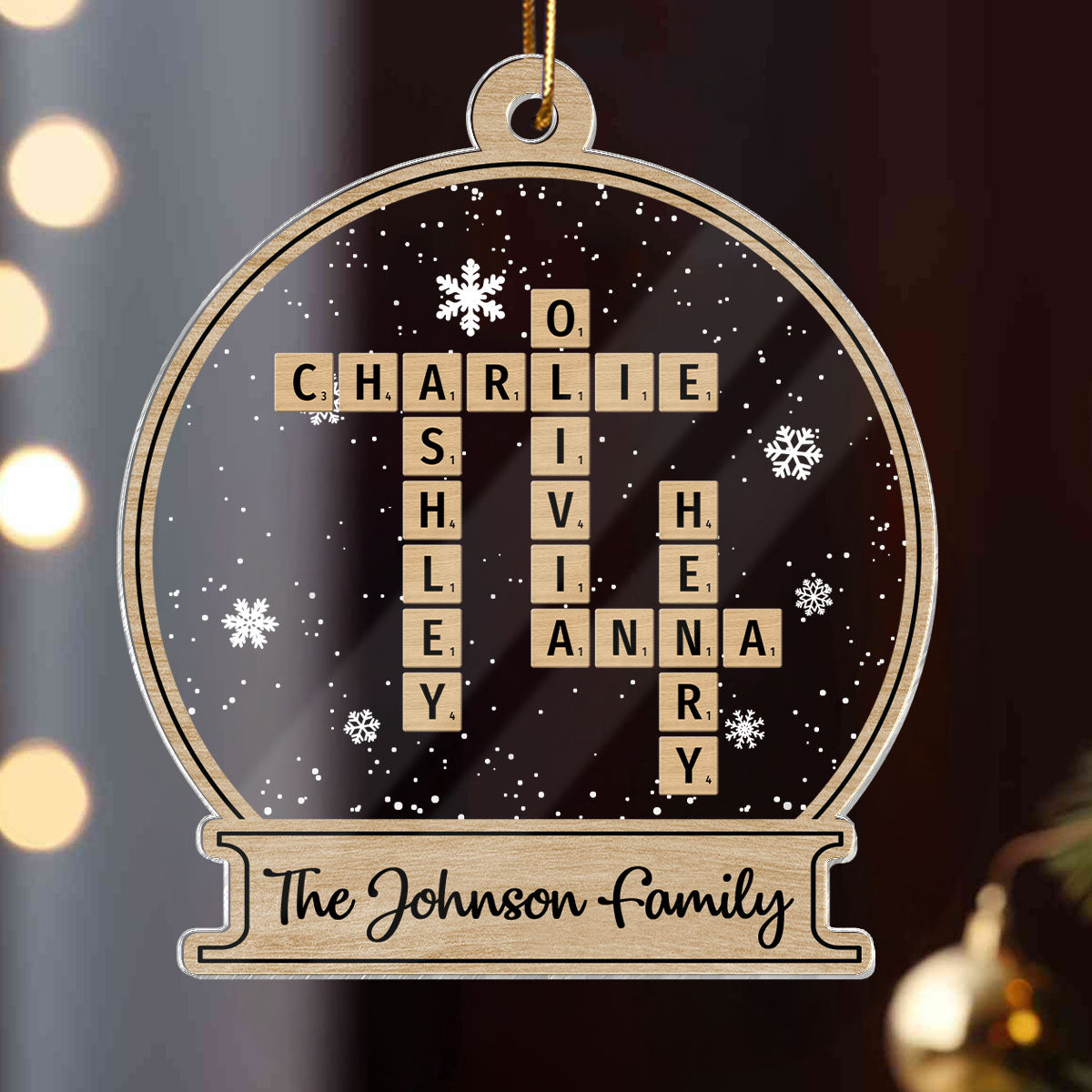 Family Gift Christmas Decor Crossword Puzzle Art Personalized Acrylic Ornament