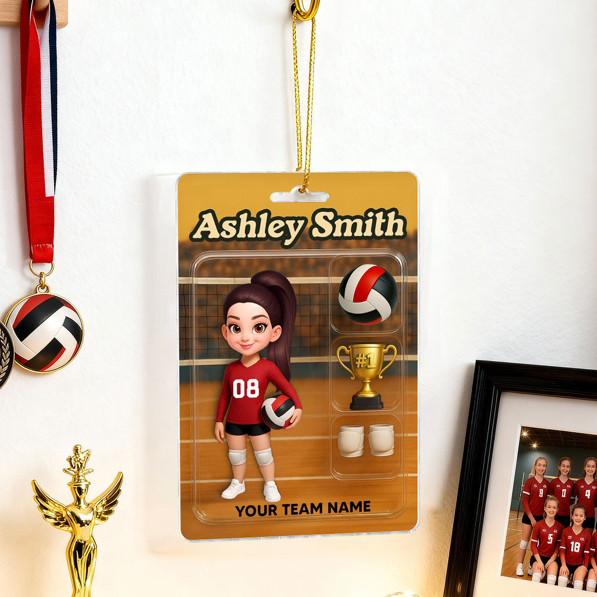 3D Effect Volleyball Player Custom Figure - Personalized Acrylic Ornament - Christmas Gift For Volleyball Players