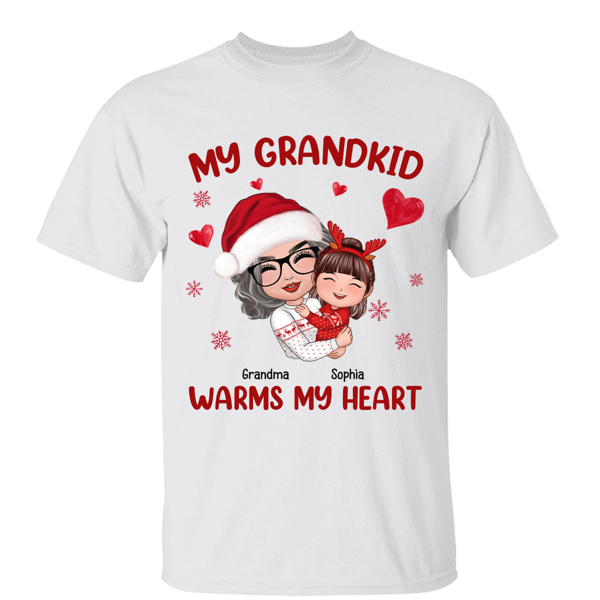 Christmas Doll Grandma Hugging Kid My Grandkids Warm My Heart Personalized Shirt