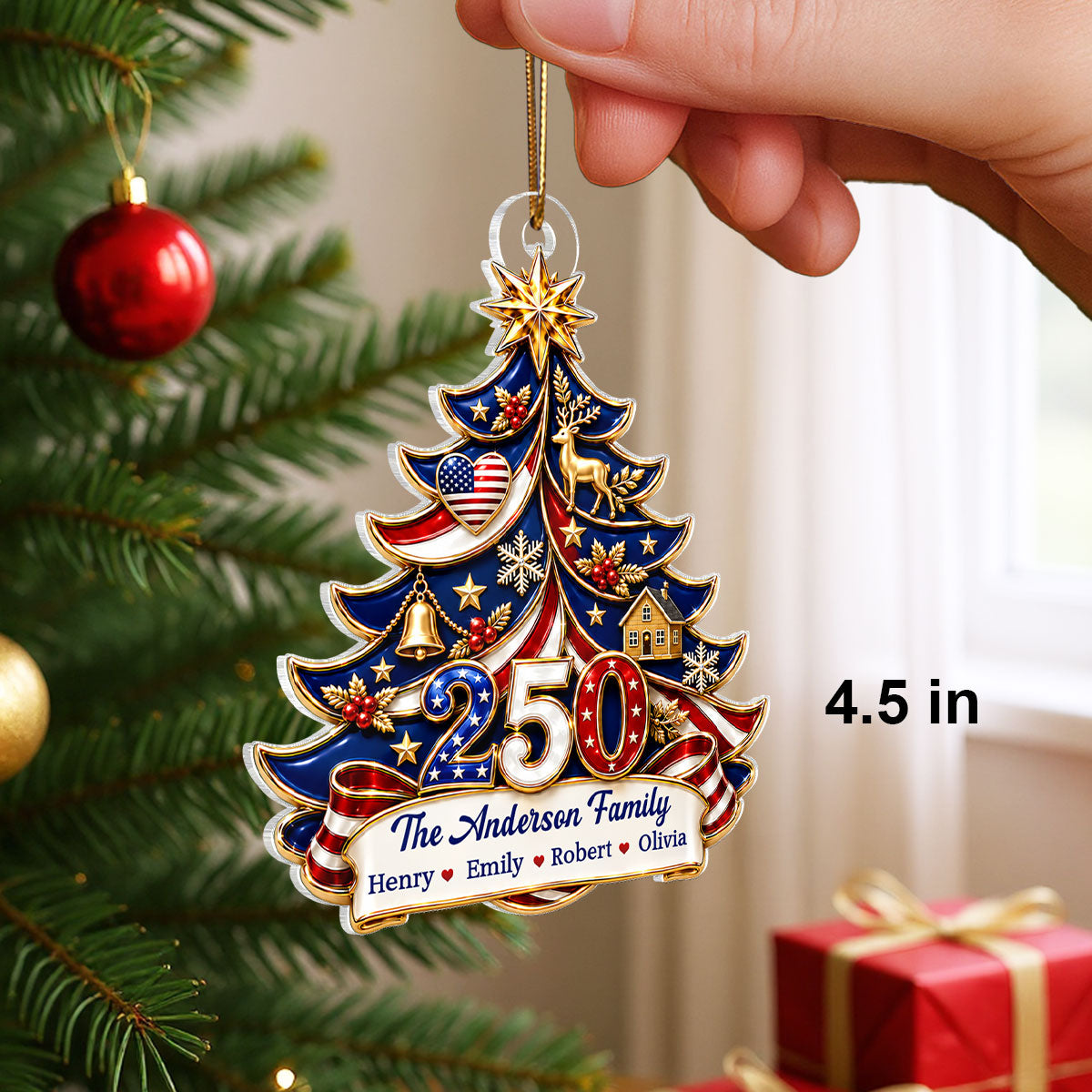 Trending American 250th Anniversary - Personalized Acrylic Ornament - Christmas Gift For Family