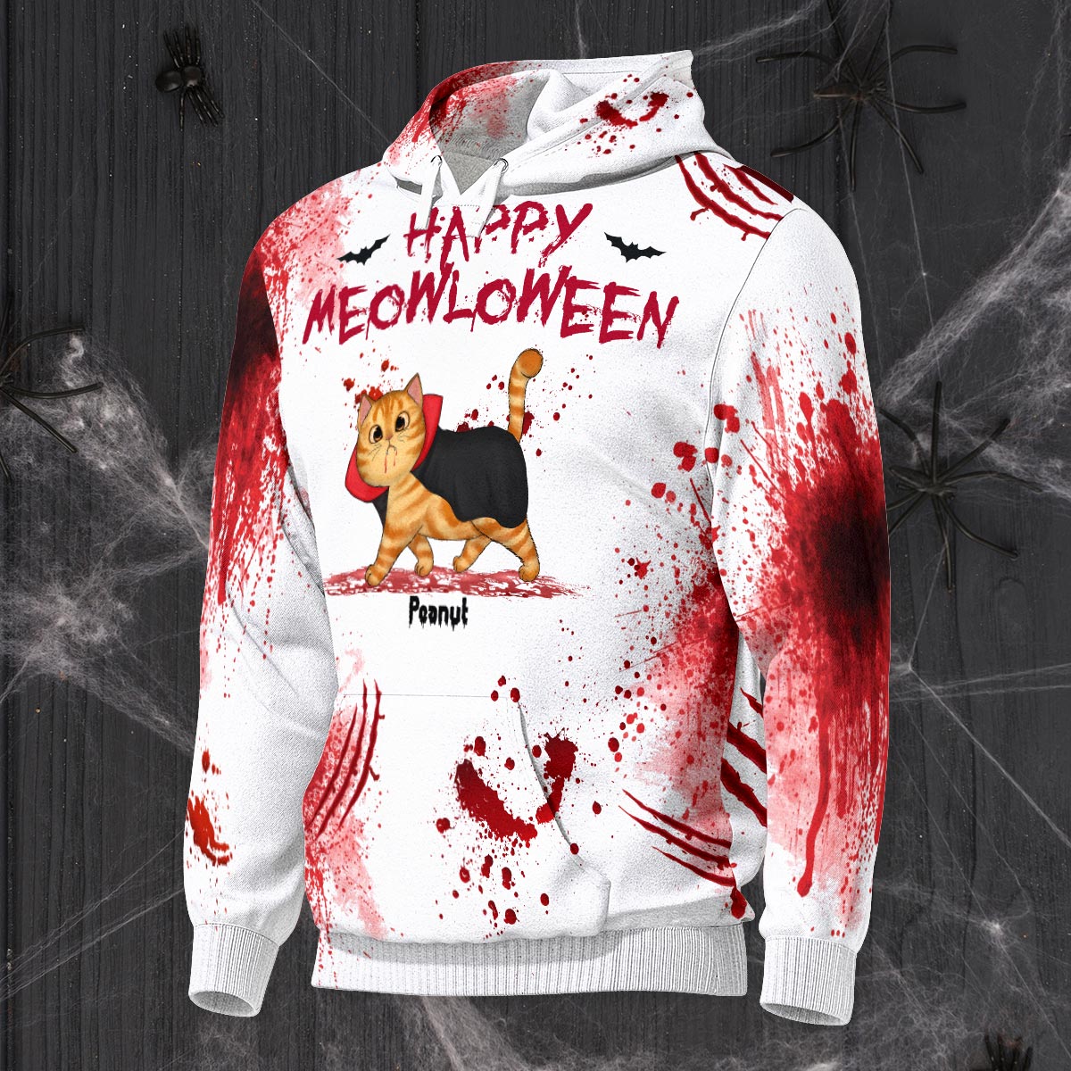 Happy Meowloween Spooky Walking Cat Personalized Hoodie, Halloween Costume For Cat Lover