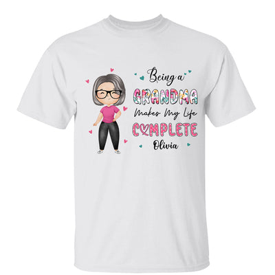 Being Grandma Makes Life Complete Watercolor Grandma Personalized Shirt