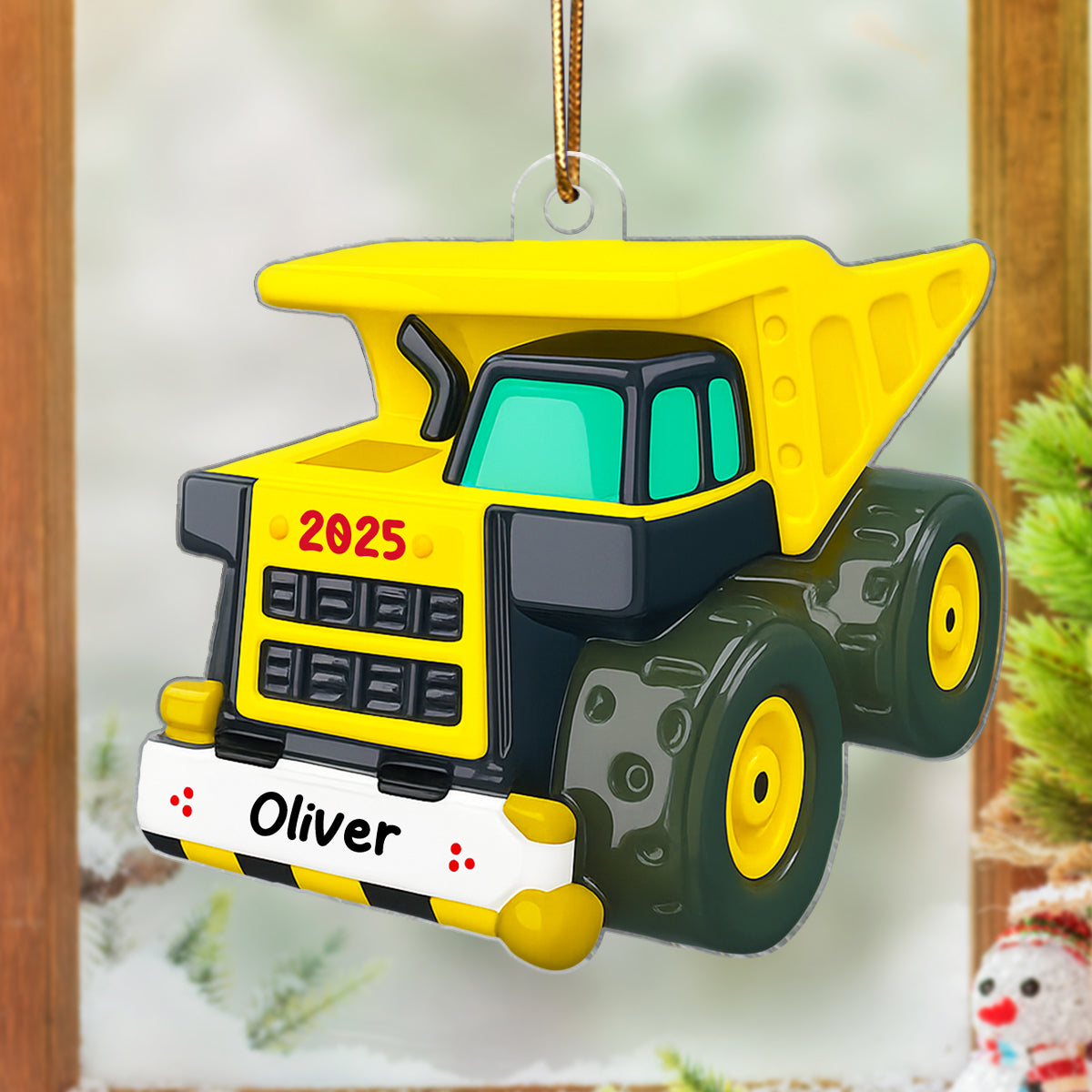 Christmas Truck for Kids Boys Girls, Personalized 3D Effect Acrylic Ornament, Gift for Son, Daughter, Grandson, Granddaughter